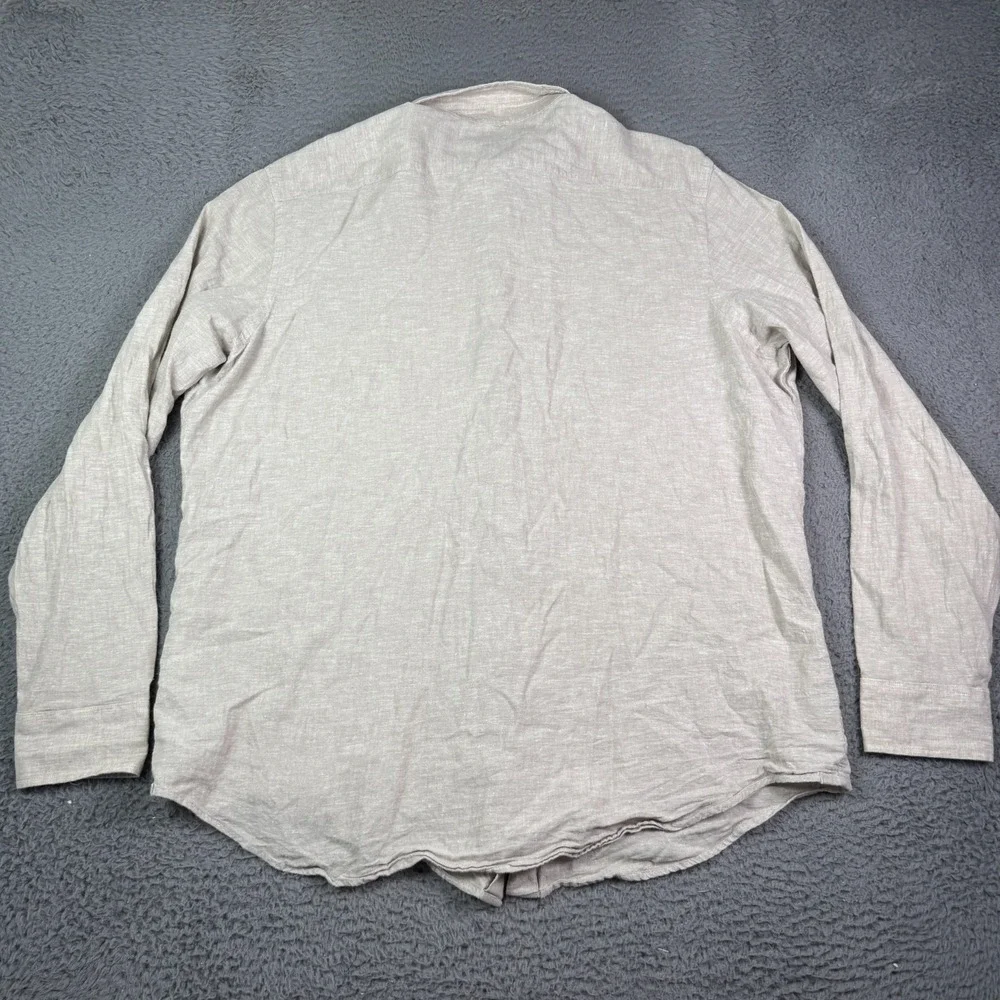 Banana Republic Shirt Mens 2XL Beige Long Sleeve Linen Blend Button Up Summer